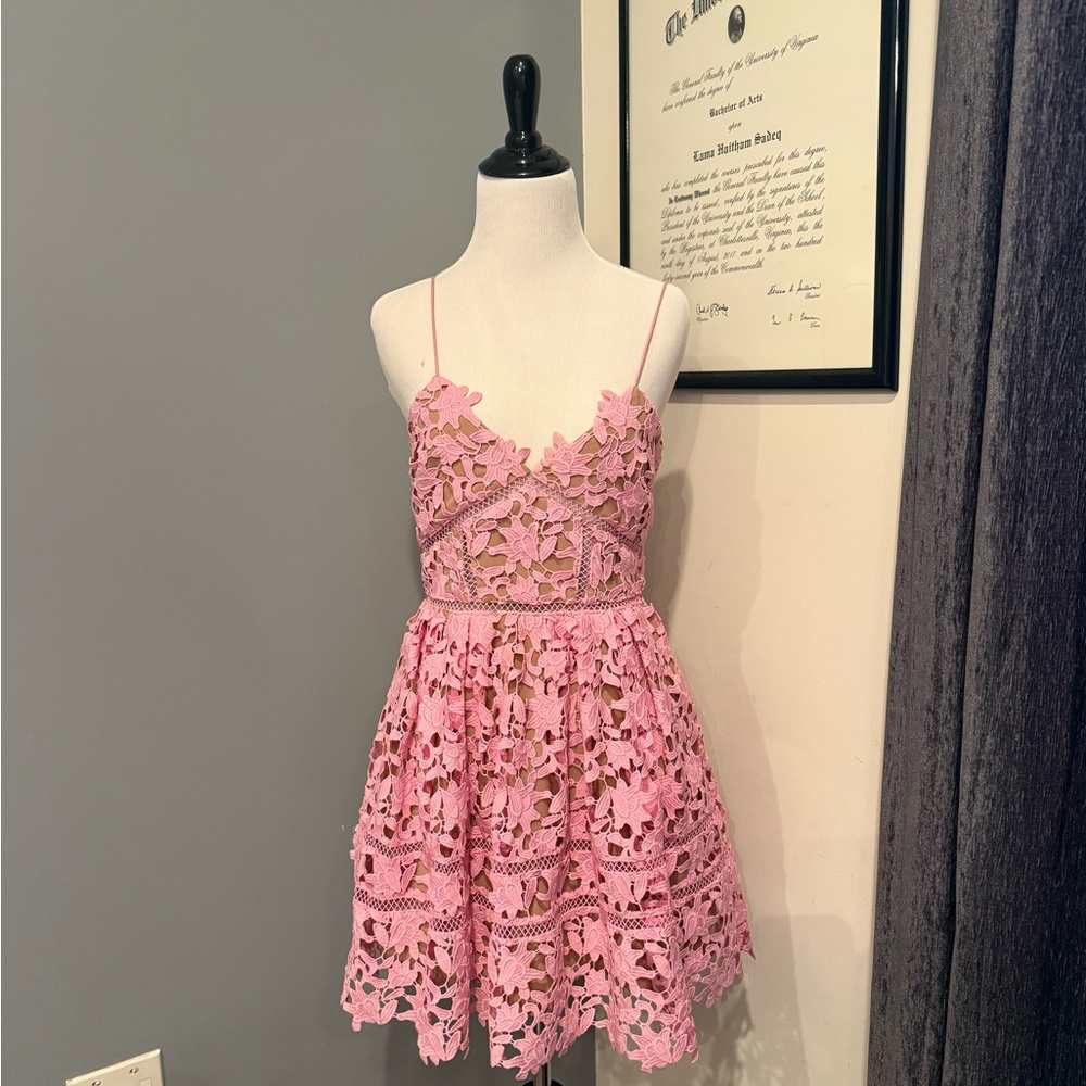 Self-Portrait Pink Lace Dress